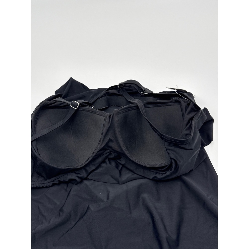 ENVYA Women Black Ruffle Tankini Set High Waist Two Piece Swimsuit 2X NEW - Picture 6 of 9